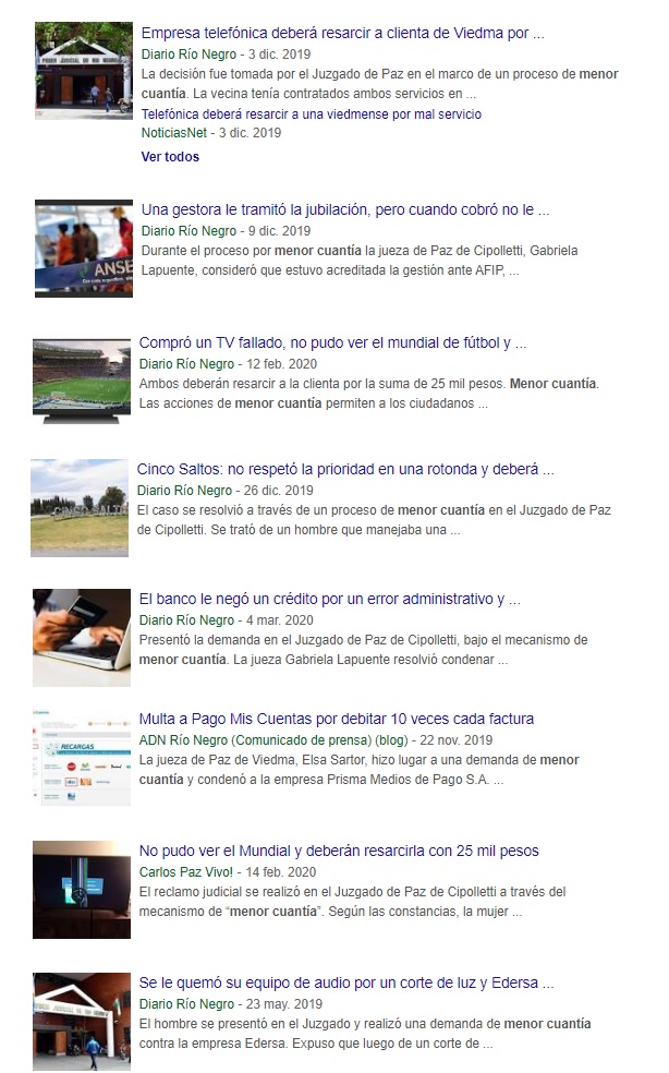 11 menor cuantía en los medios